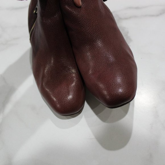 Rebecca Minkof Red Leather Ankle Heeled Booties sz 6M - Picture 3 of 7